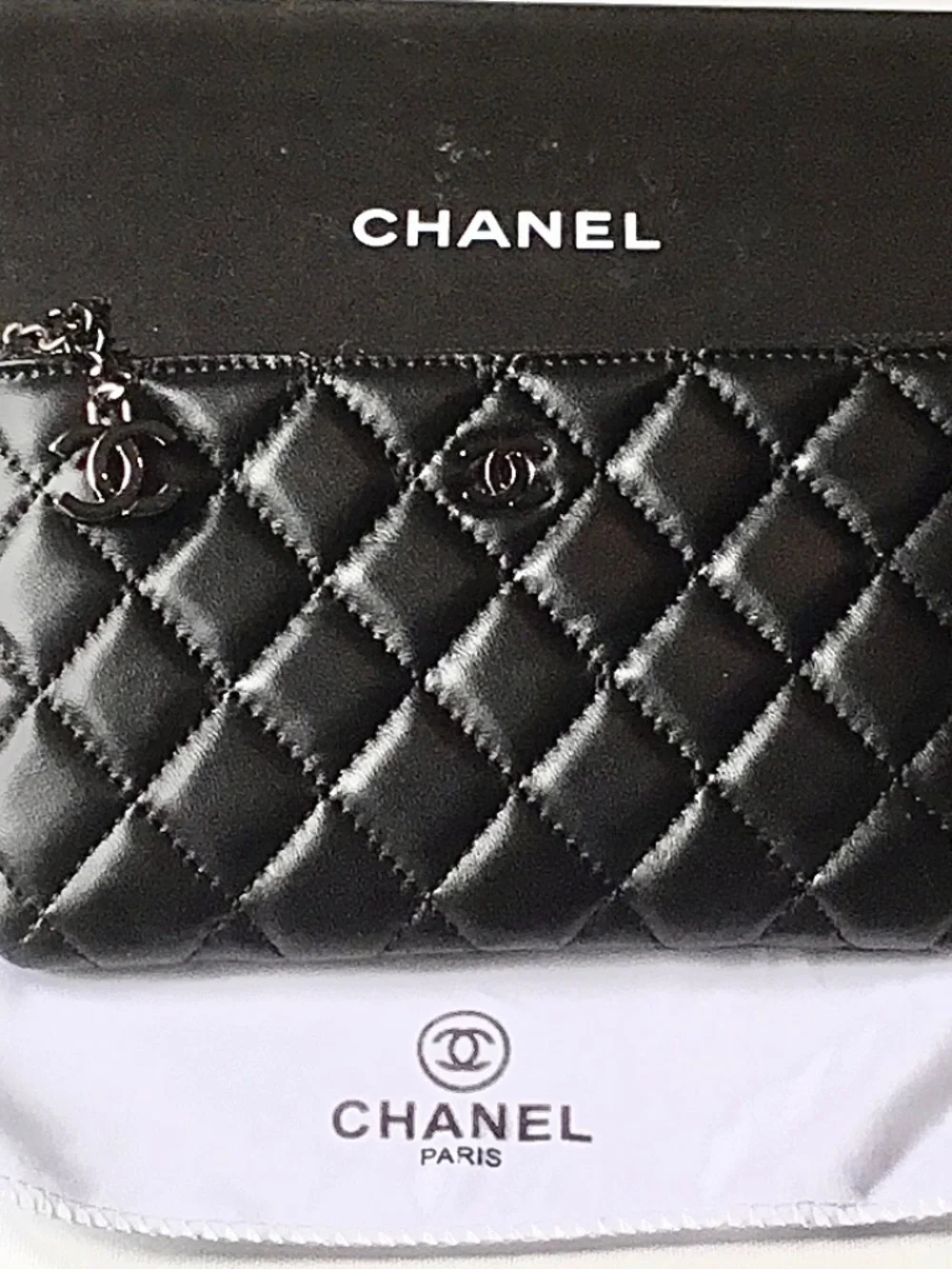 CHANEL LONG QULTED BLACK WALLET
